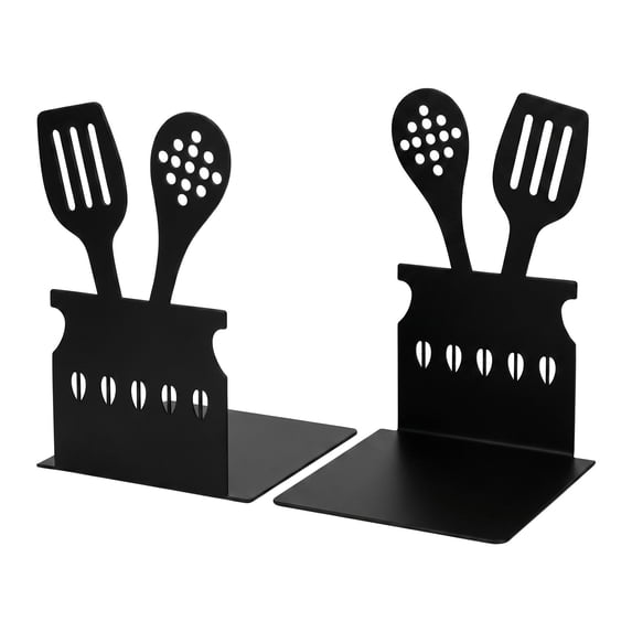 REGALWOVEN Decorative Metal Bookends with Hollow Tree Design, Book Ends Shelves, Non-Skid Bookshelf Black Spatula Bookend 3.9"L x 3.9"W x 5.9"H
