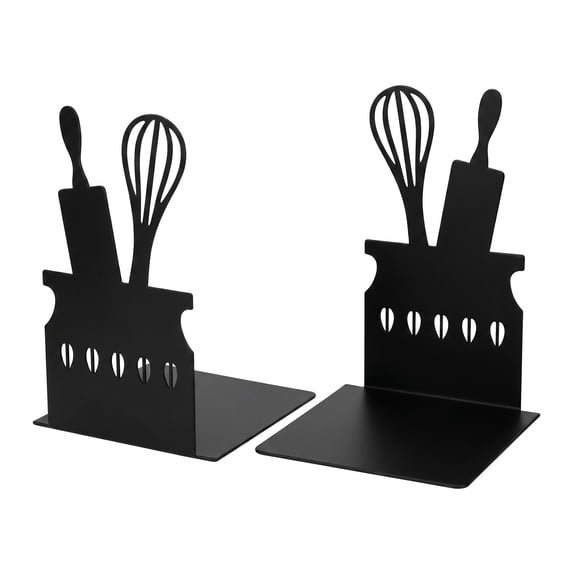 REGALWOVEN Decorative Metal Bookends with Hollow Tree Design, Book Ends Shelves, Non-Skid Bookshelf Black Whisk 3.9"L x 3.9"W x 5.9"H