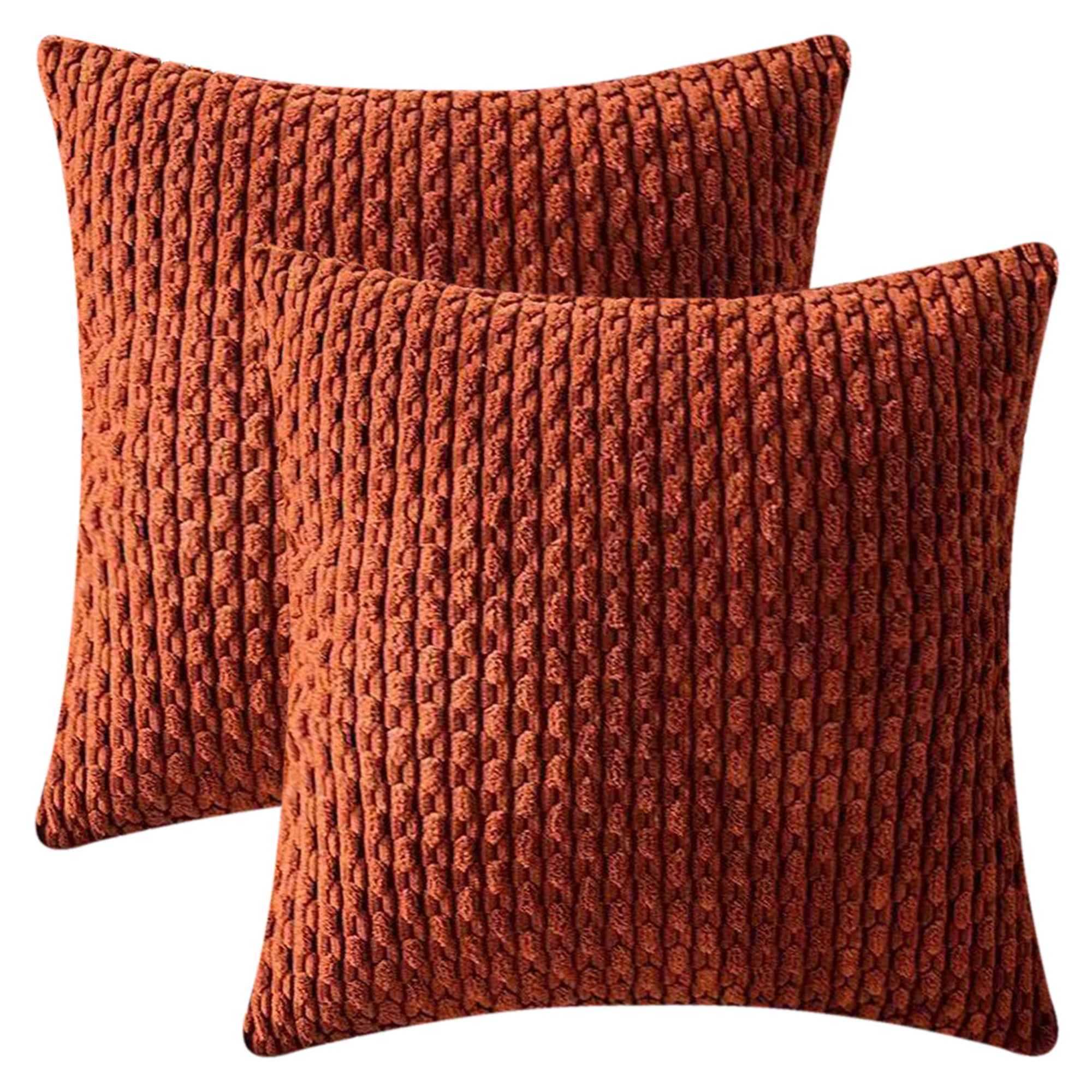 REGALWOVEN Decorative Throw Pillow Covers Pack of 2 for Couch Bed Sofa Home Decor Soft Corduroy Cushion Pillow Cases Dark Orange 18" x 18"