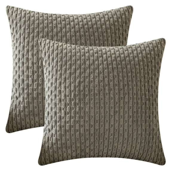 REGALWOVEN Decorative Throw Pillow Covers Pack of 2 for Couch Bed Sofa Home Decor Soft Corduroy Cushion Pillow Cases Grey 18" x 18"