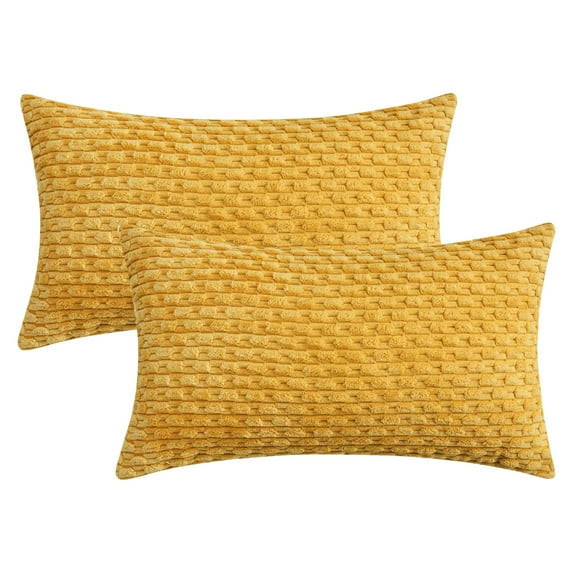 REGALWOVEN Decorative Throw Pillow Covers Pack of 2 for Couch Bed Sofa Home Decor Soft Corduroy Cushion Pillow Cases Yellow 12" x 20"