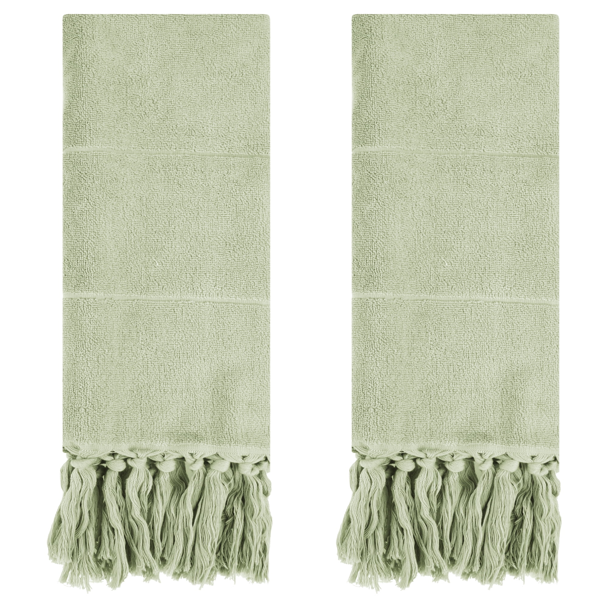 REGALWOVEN Decorative Turkish Hand Towels, Cotton Absorbent Soft Bath Towel Set for Bathroom, Kitchen, Face, Yoga, Gym Green 2-Piece