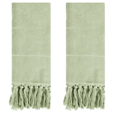 REGALWOVEN Decorative Turkish Hand Towels Set of 2, Cotton Absorbent Soft Bath Towel Set for Bathroom, Kitchen, Face, Yoga, Gym Green 14" x 30"