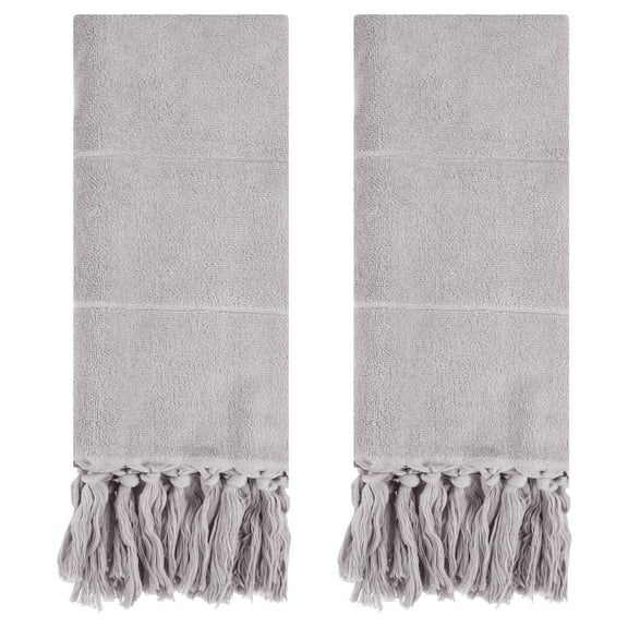 REGALWOVEN Decorative Turkish Hand Towels, Cotton Absorbent Soft Bath Towel Set for Bathroom, Kitchen, Face, Yoga, Gym Grey 2-Piece