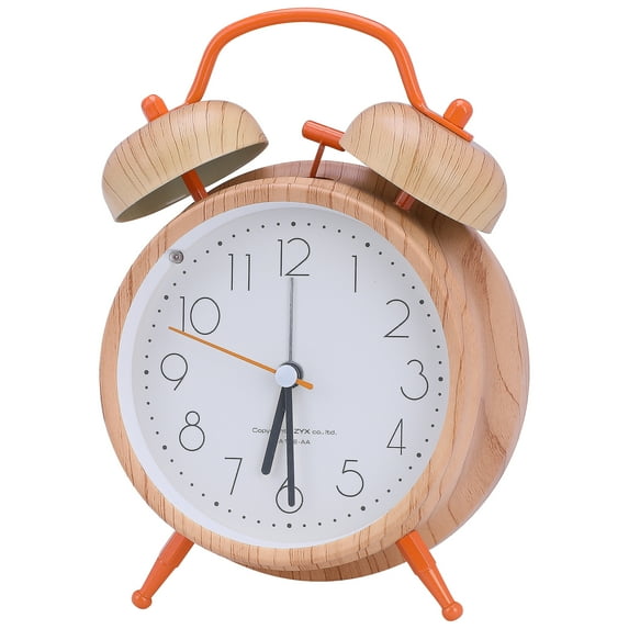 REGALWOVEN Desk Mechanical Alarm Clock, Minimalist Wood-Grain Patterns, Loud Alarms, Perfect for Study/Office Orange 4.6"L x 2.2"W x 6.6"H