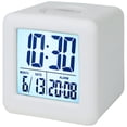 thumbnail image 1 of REGALWOVEN Digital Alarm Clock LED Colorful Light, Ascending Sound, Snooze Function for Bedroom/Dorm White 3.1"L x 2.6"W x 3.1"H, 1 of 6