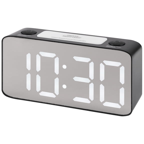 REGALWOVEN Digital Alarm Clock Large 7 LED Display, Dual Alarms, USB Charging Ports for Bedroom/Dorm Black 6.5"L x 1.77"W x 3.14"H