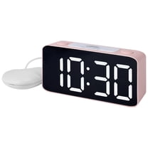 REGALWOVEN Digital Alarm Clock Large LED Display, Dual Alarms, Wired Bed Shaker Dimmable For Bedroom/Dorm Pink 6.7"L x 2.0"W x 3.1"H
