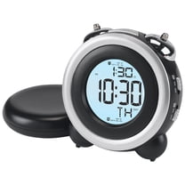 REGALWOVEN Digital Alarm Clock Large LED Display, Dual Alarms, Wired Shaker for Bedroom/Dorm Black 4.3"L x 2.4"W x 4.3"H