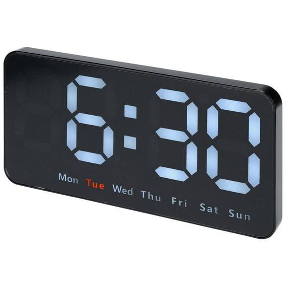 REGALWOVEN Digital Dual Alarm Clock, Big Numbers Display Dimmable Wall Clocks, Temperature, Day of Week, DST Desk Alarms White