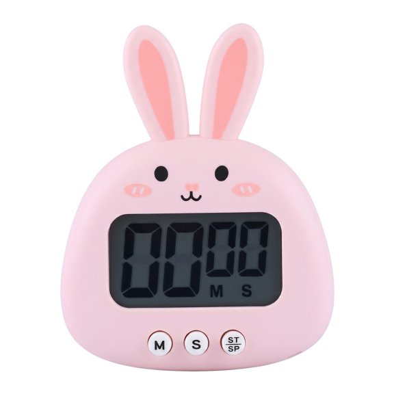 REGALWOVEN Digital Kitchen Timer, Loud Alarm Clock with Magnetic Backing and Stand, Perfect for Cooking, Study and Exercise Pink Rabbit
