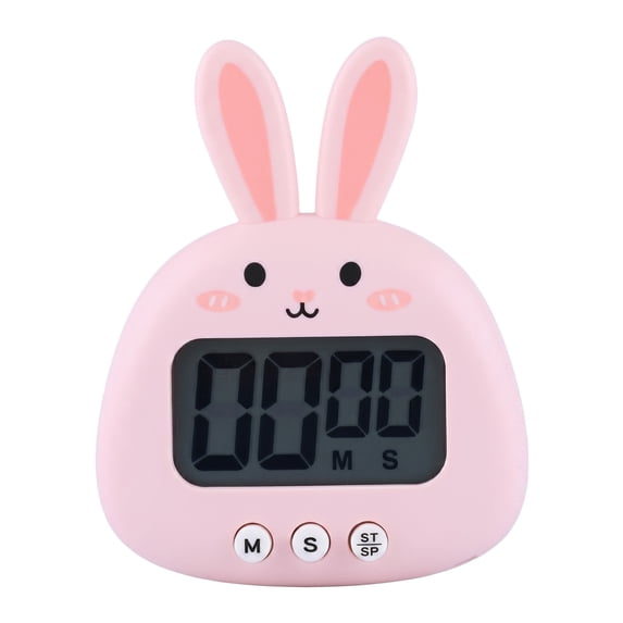 REGALWOVEN Digital Kitchen Timer, Loud Alarm Clock with Magnetic Backing and Stand, Perfect for Cooking, Study and Exercise Pink Rabbit