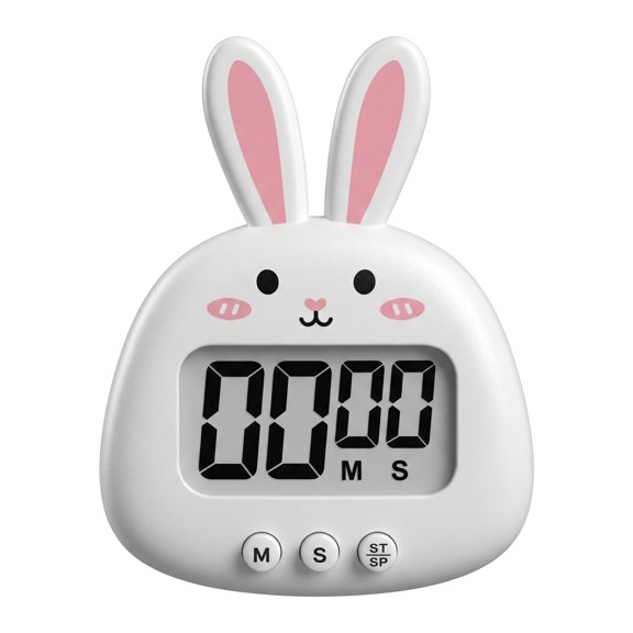 REGALWOVEN Digital Kitchen Timer, Loud Alarm Clock with Magnetic Backing and Stand, Perfect for Cooking, Study and Exercise White Rabbit