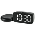 thumbnail image 1 of REGALWOVEN Dimmable LED Alarm Clock 2-Level Brightness, Wired Shaker, Snooze Function, Fits Bedside Table Black Housing With White Light 4.7"L x 1.6"W x 2.4"H, 1 of 6