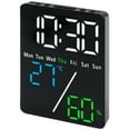 thumbnail image 1 of REGALWOVEN Dimmable LED Alarm Clock - 3-Level Brightness, Large LED Display, Dual Alarms for Bedroom Black Housing and Color Light 3.5"L x 1.0"W x 4.7"H, 1 of 6