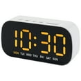thumbnail image 1 of REGALWOVEN Dimmable LED Alarm Clock - 5-Level Brightness, Dual Alarms, Snooze Function, Fits Bedside Table Black Housing and Yellow Light 5.1"L x 1.4"W x 2.4"H, 1 of 6