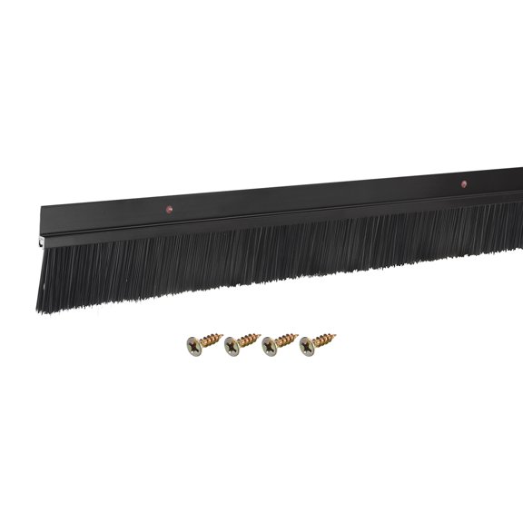 REGALWOVEN Door Brush Bottom Sweep H-Shape Aluminum Alloy Base Nylon Brush Black 35-inch x 1.6-inch