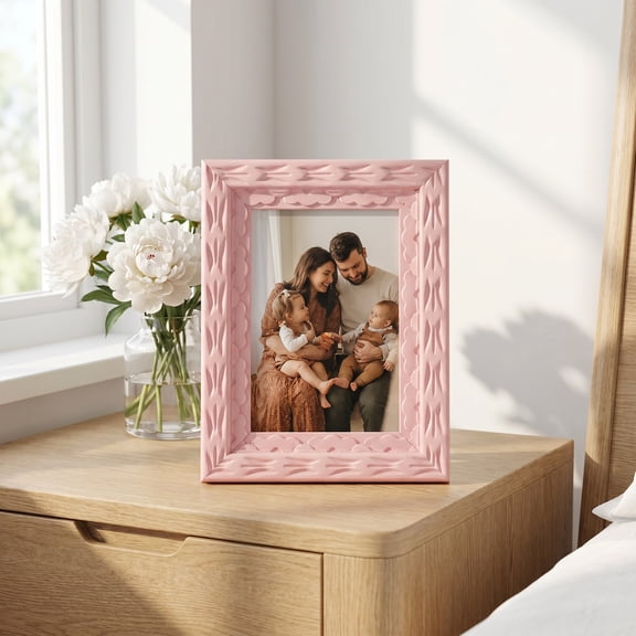 REGALWOVEN Dopamine Picture Frame, Colorful Funky Photo Frame with HD Glass for Y2K Aesthetic Room Decor & Bright Desk Display Pink 4" x 5"