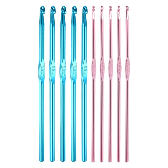 REGALWOVEN Durable Aluminum Crochet Hook Knitting Needles for Craft Yarn Projects Pink Blue 3.5mm 5mm