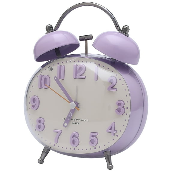 REGALWOVEN Egg Shape Mechanical Alarm Clock, Loud Alarm, Traditional Dual Bell Design, for Bedroom Purple 4.5"L x 3.1"W x 5.8"H
