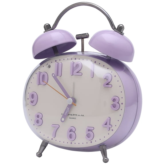 REGALWOVEN Egg Shape Mechanical Alarm Clock, Loud Alarm, Traditional Dual Bell Design, for Bedroom Purple 4.5"L x 3.1"W x 5.8"H