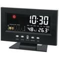 thumbnail image 1 of REGALWOVEN Electric Alarm Clock, Weather Forecast, Battery Backup, Simple Operation for Bedroom Black 5.9"L x 2.2"W x 4.7"H, 1 of 6