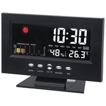 REGALWOVEN Electric Alarm Clock, Weather Forecast, Battery Backup, Simple Operation for Bedroom Black 5.9"L x 2.2"W x 4.7"H