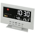 thumbnail image 1 of REGALWOVEN Electric Alarm Clock, Weather Forecast, Battery Backup, Simple Operation for Bedroom White 5.9"L x 2.2"W x 4.7"H, 1 of 6