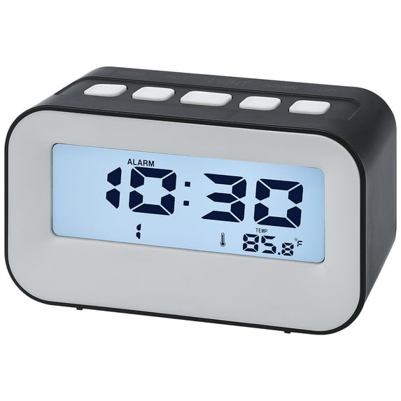 REGALWOVEN Electric Alarm Clock with Temperature Display - °F/°C Switchable, Battery Powered, Dual Alarms for Home Decor Black 4.3"L x 1.8"W x 2.4"H
