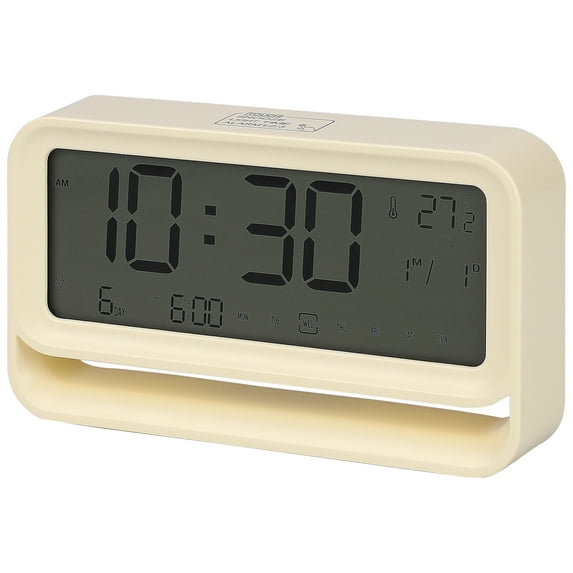 REGALWOVEN Electric Alarm Clock with Three Alarms, Night Light, Snooze Function, Fits Home Decor Beige 5.7"L x 1.2"x 3.3"H