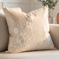 thumbnail image 1 of REGALWOVEN Elegant Floral Embroidered Throw Pillow Cover for Home Decor with 3D Botanical Design Beige 18 x 18 Inch, 1 of 6