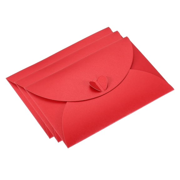 Uxcell Envelopes, 24 Pack Heart Shaped Clasp Photo Holders Mini Envelope for Birthdays Weddings, Red