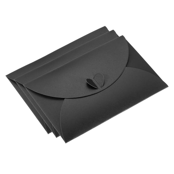 Uxcell Envelopes, 50 Pack Heart Shaped Clasp Photo Holders Mini Envelope for Birthdays Weddings, Black