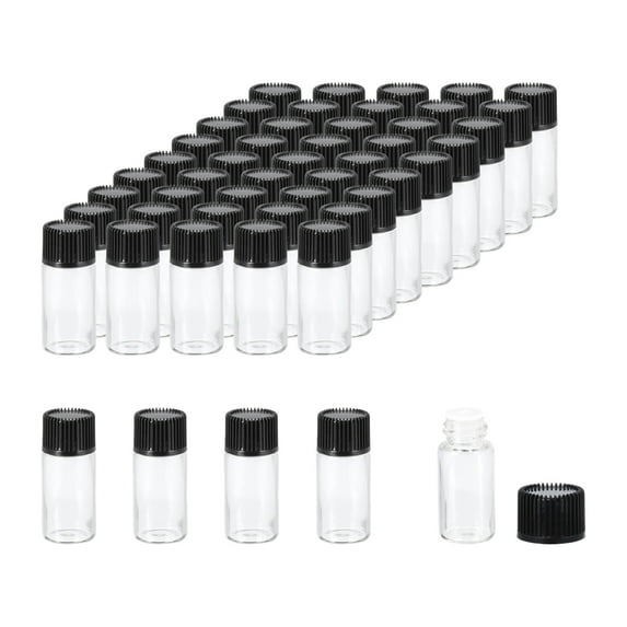 REGALWOVEN Essential Oil Bottles, Glass Bottles with Orifice Reducer Sample Vial Screw Cap Vials Black ml 4.00