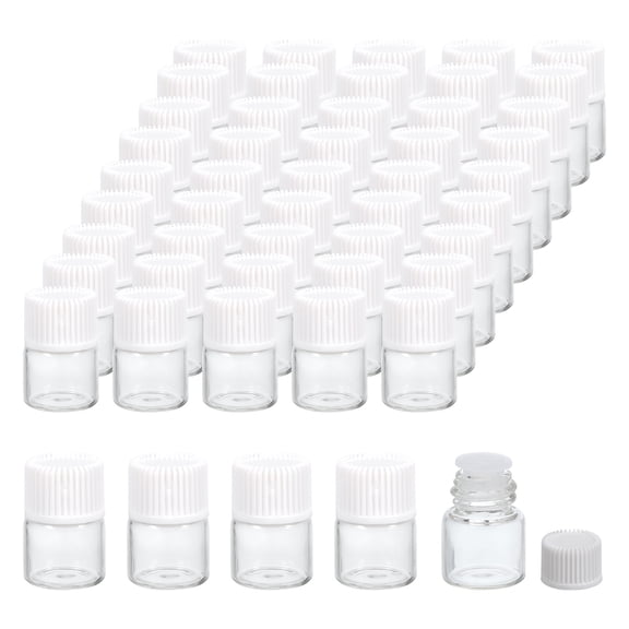 REGALWOVEN Essential Oil Bottles, Glass Bottles with Orifice Reducer Sample Vial Screw Cap Vials White ml 1.00
