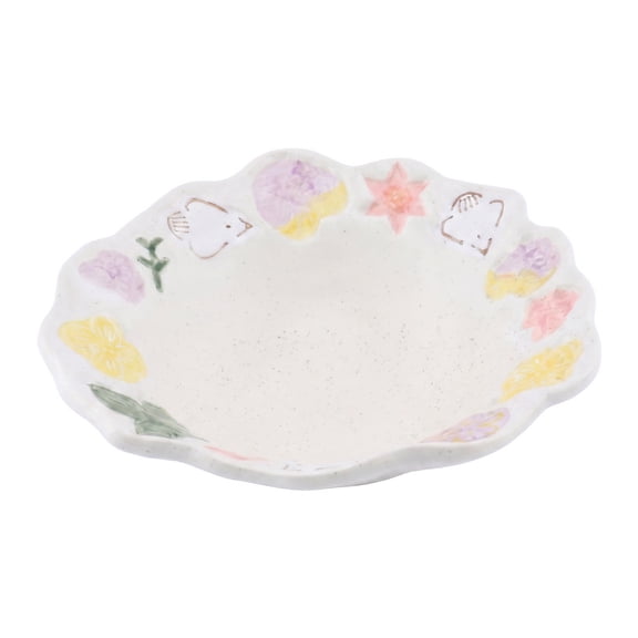 REGALWOVEN Exquisite Patterned Ceramic Decorative Bowl -Artistic Serving Dish - Small Floral Snack & Trinket Tray White 16.2cm x 16.2cm x 4.8cm