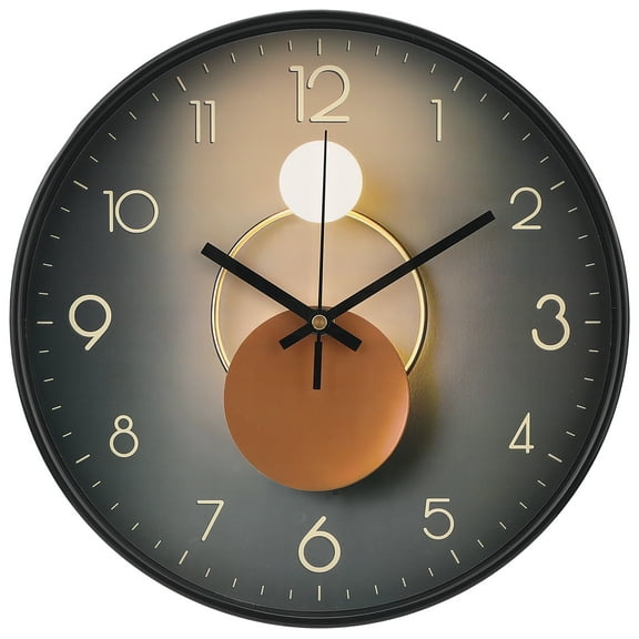REGALWOVEN Exquisite Patterns Wall Clock, Silent Non Ticking Battery Operated Modern Clocks for Home Black-1 12 inch