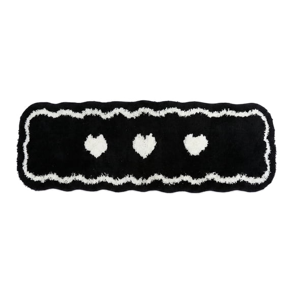 REGALWOVEN Extra Long Runner Rug Shaggy Faux Fur Kitchen Runner, Non-Slip Soft Plush Hallway Rug, Washable Bedside Mat Black 47" x 16"