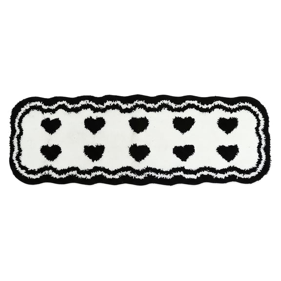 REGALWOVEN Extra Long Runner Rug Shaggy Faux Fur Kitchen Runner, Non-Slip Soft Plush Hallway Rug, Washable Bedside Mat White Love 47" x 16"
