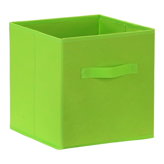 REGALWOVEN Fabric Storage Cube with Handle, Storage Bin for Shelves Closet, Collapsible Storage Basket for Organizing Clothes Books Green 11*10.6*10.6in