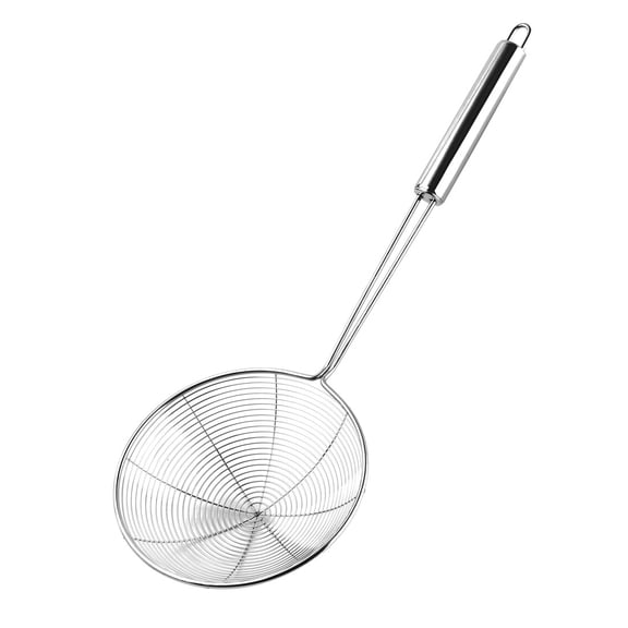 REGALWOVEN Family Kitchen Metal Noodles Dumplings Food Mesh Ladle Strainer Silver Tone