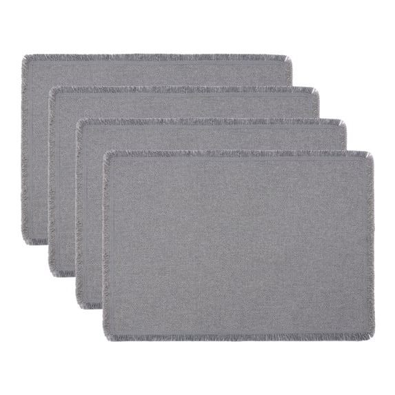 REGALWOVEN Farmhouse Placemats Set of 4 Cotton Linen Placemats for Dining Table Decor Gray 18x12inch