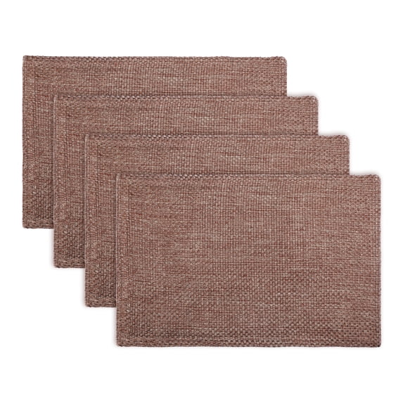 REGALWOVEN Farmhouse Placemats Set of 4 Cotton and Linen Placemats for Dining Table Decor Washable Kitchen Table Mat Wipe Clean Dark Brown 18.1x11.8inch