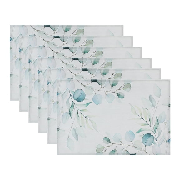 REGALWOVEN Farmhouse Placemats Set of 6 Linen Placemats for Dining Table Decor Indoor Outdoor Washable Kitchen Table Mat Wipe Clean Light Green 18*12in