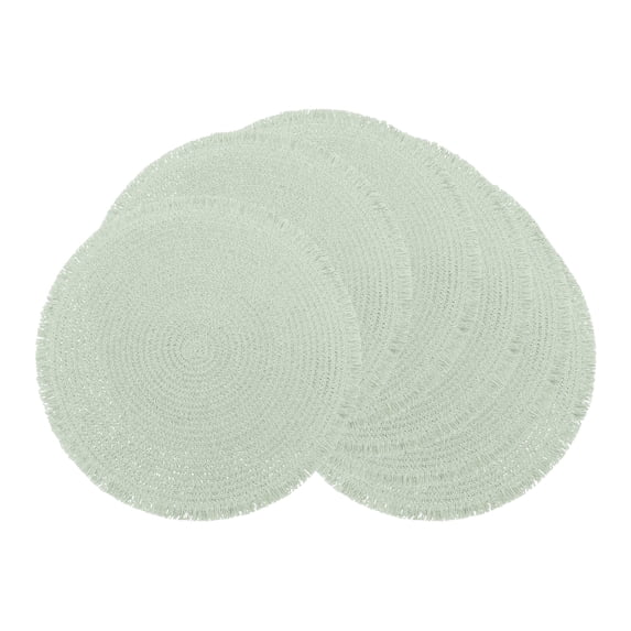 REGALWOVEN Farmhouse Placemats Set of 6 Woven Placemats with Tassel for Dining Table Decor Washable Kitchen Table Mat Wipe Clean Light Green 15x15inch