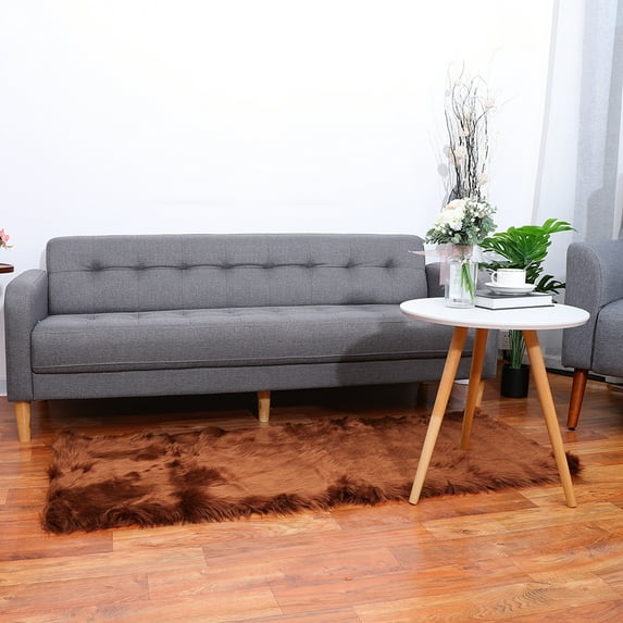 REGALWOVEN Faux Fur Area Rug Fluffy Carpet for Bedroom, Brown 2x5 feet