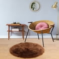thumbnail image 1 of REGALWOVEN Faux Fur Area Rug Shaggy Floor Mat, Brown 3x3 Feet Round, 1 of 8