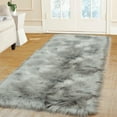 thumbnail image 1 of REGALWOVEN Faux Fur Area Rug Shaggy Floor Mat, Light Gray 2x5 feet Rectangle, 1 of 8