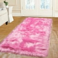 thumbnail image 1 of REGALWOVEN Faux Fur Area Rug Shaggy Floor Mat, Rose Red 2x5 Feet Rectangle, 1 of 8
