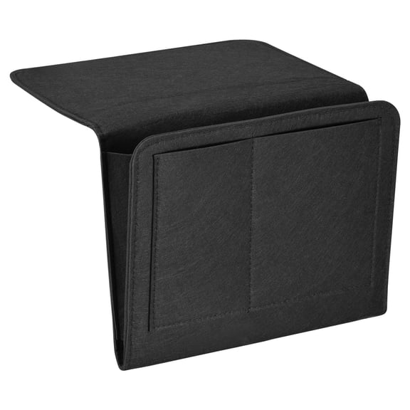 REGALWOVEN Felt Bedside Organizer Bed Hanging Caddy Sofa Desk Bag for Magazine Remotes Phone Tablet Black 10.6"x8.6"